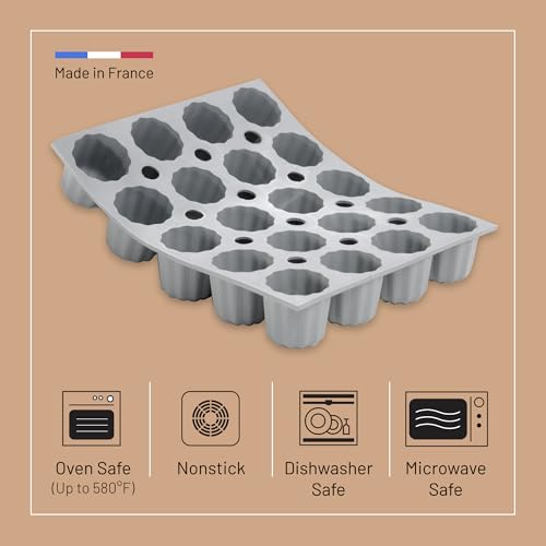 de Buyer ELASTOMOULE Mini-Cannele Silicone Mold - Creates 20 French Pastries - Easy to Use & Clean - Dishwasher Safe - Image 3