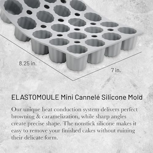 de Buyer ELASTOMOULE Mini-Cannele Silicone Mold - Creates 20 French Pastries - Easy to Use & Clean - Dishwasher Safe - Image 2
