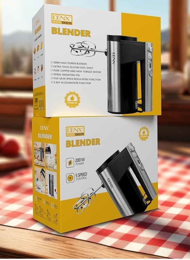 Denx DX3210 Electric Hand blender – 200W Powerful Motor, 5-Speed Control, Stainless Steel Beaters, Ergonomic Design - Image 3