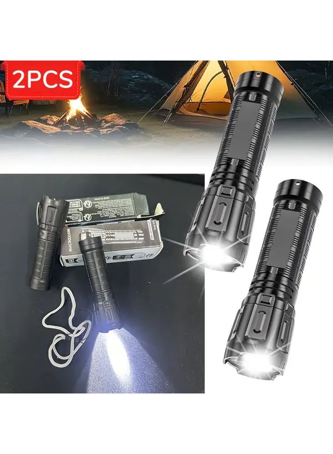 2pcs LED USB Rechargeable Mini Torch Multi Functional Emergency Flashlight 3 Modes - Image 1