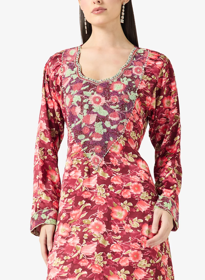 Arabian Closet  Embellished Belted Jalabiya for Women | Best Price UAE