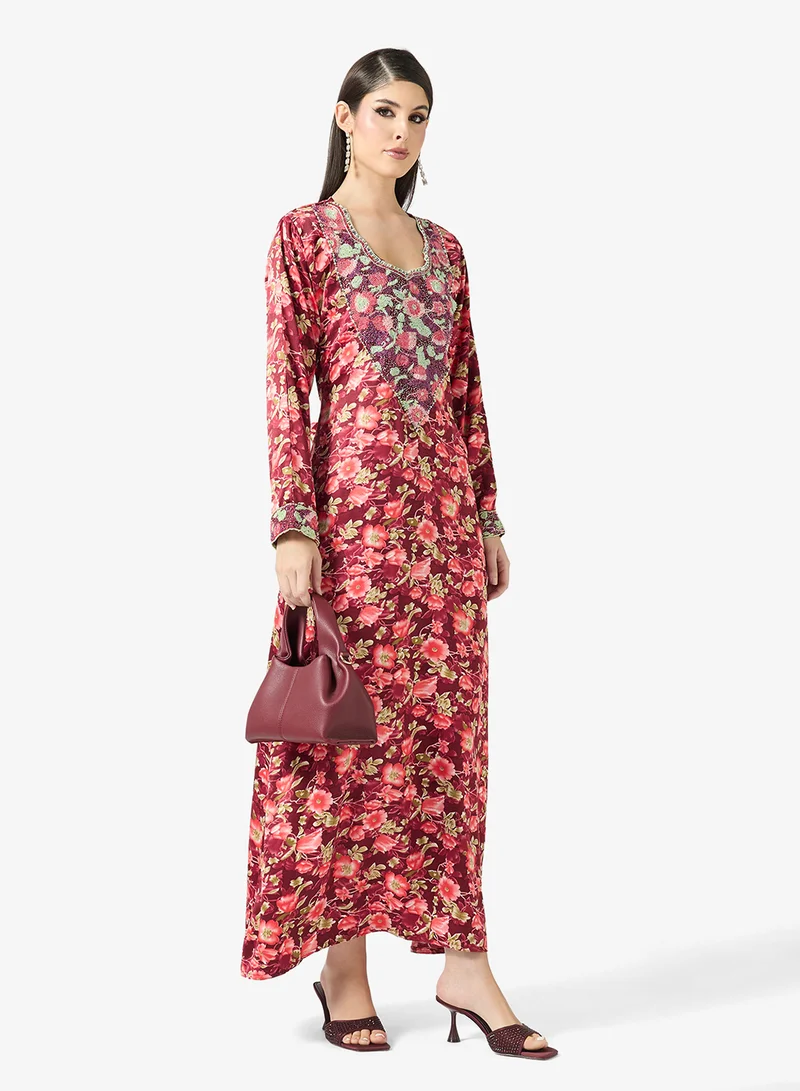 Arabian Closet  Embellished Belted Jalabiya for Women | Best Price UAE