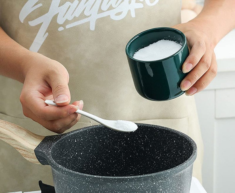 RockTrend Simple Pure Color Ceramic Spice Jar Seasoning Box Condiment Pot Sugar Bowl with Bamboo Lid and Spoon - Image 5