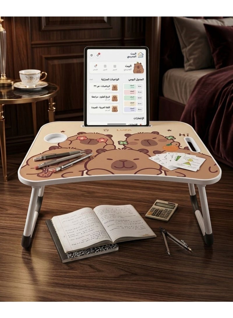 co arma Foldable laptop table, cartoon design, with tablet holder and cup holder, multi-colored - Image 2