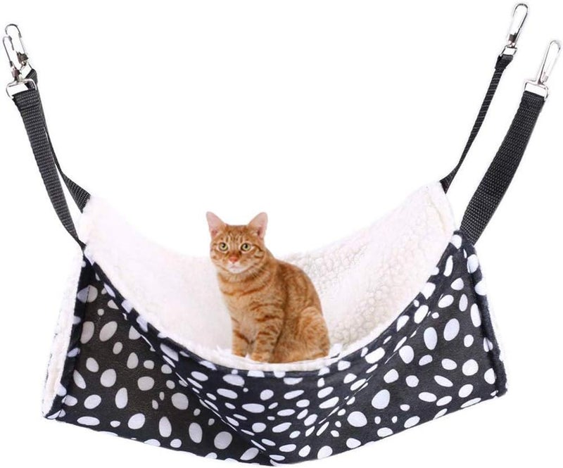 AKIRO Pet Cage Hammock, Pet Hanging Bed Round Dot Tower Zebra Leopard Pattern Warm Pet Hammock Pet Cage Hammock, Soft Plush Hanging Pet Cat Bed Mat Winter Warm Cotton Cat Hammock for Kitten Cat Cage - Image 1