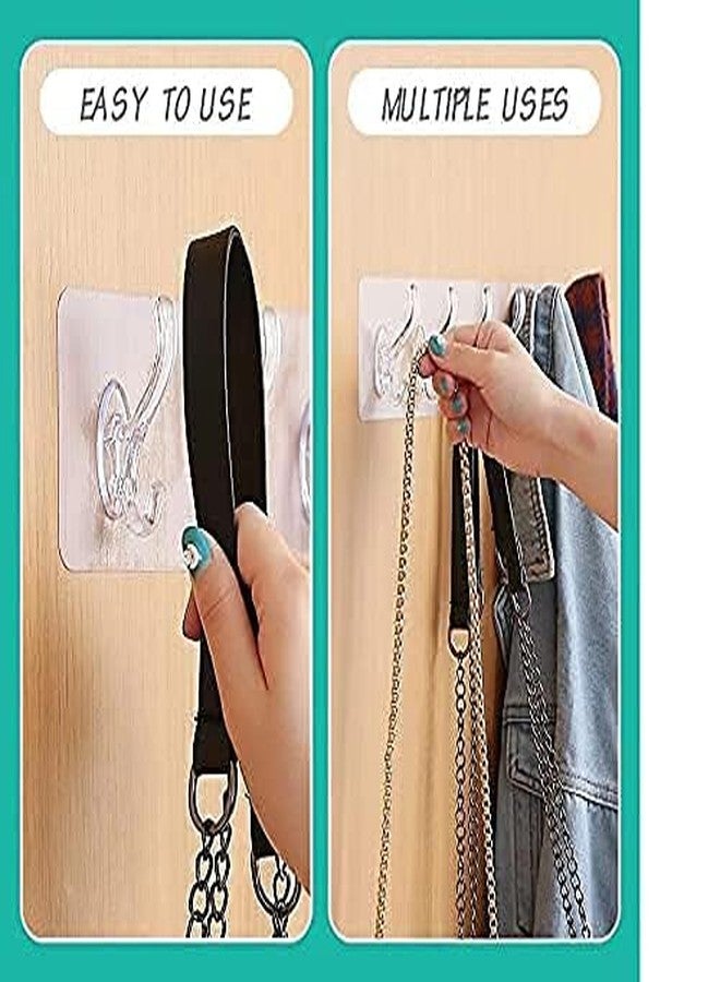 MORVIKA Hooks for Wall Without Drilling - 6 Hook Strip, 2 Pack - Transparent, Wall Mounted - Wall Hooks for Hanging Strong - Adhesive Hooks for Heavy Duty - Image 3