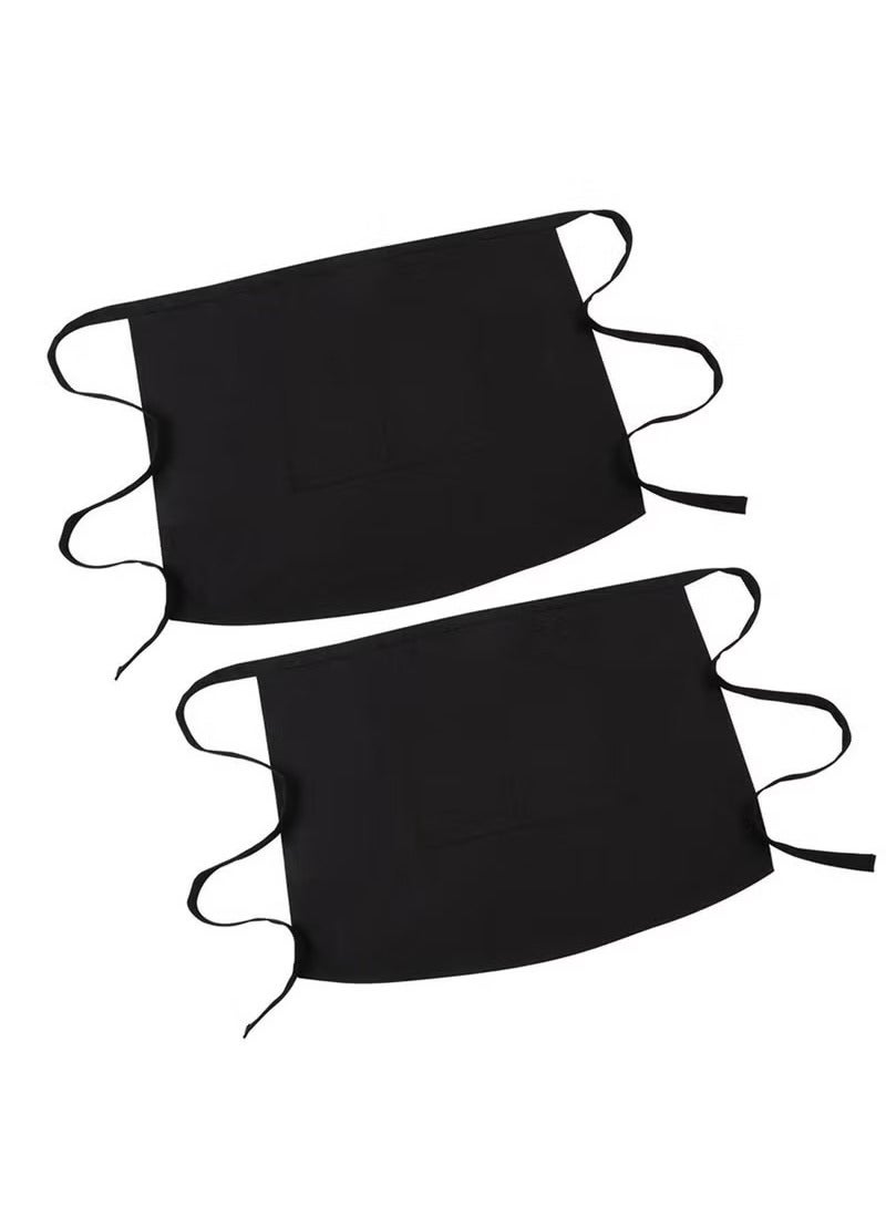 Kitchen Cotton Bow Short Half Waist Apron Bar Pub Cafe Server Waiter Waitress,2PCS  - Image 1
