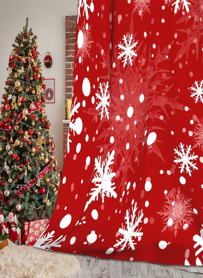 DASHAN Red Christmas Blackout Curtains for Bedroom Living Room 84 inch Length 2 Panels Set, Xmas Snowflake Room Darkening Curtains Snow Winter Thermal Insulated Curtains Window Drapes 52Wx84L - Image 4