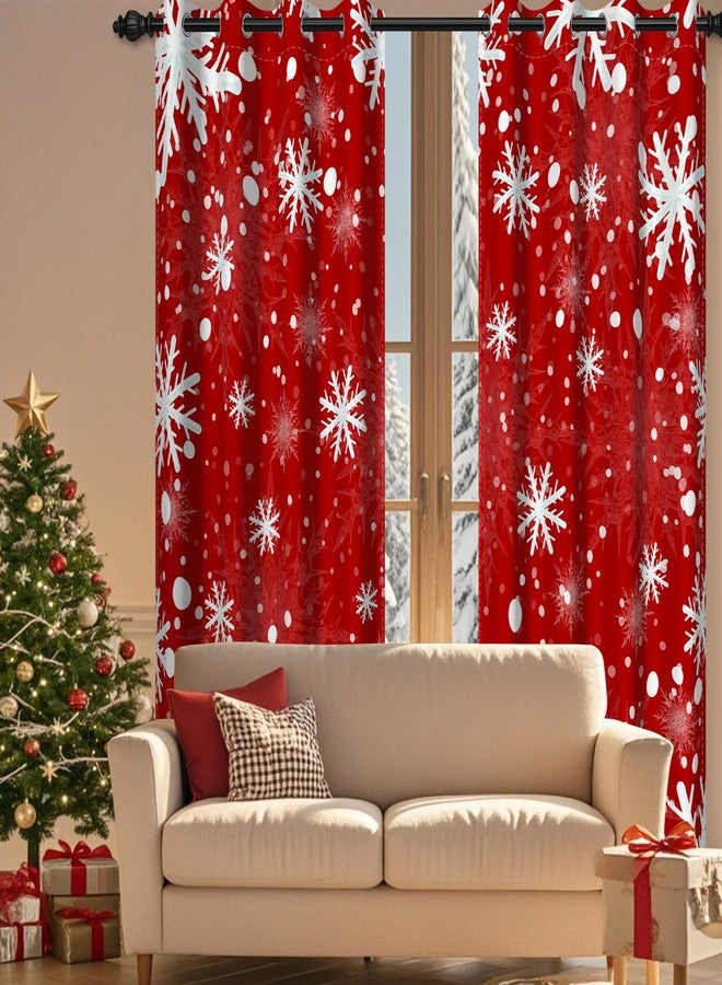 DASHAN Red Christmas Blackout Curtains for Bedroom Living Room 84 inch Length 2 Panels Set, Xmas Snowflake Room Darkening Curtains Snow Winter Thermal Insulated Curtains Window Drapes 52Wx84L - Image 2
