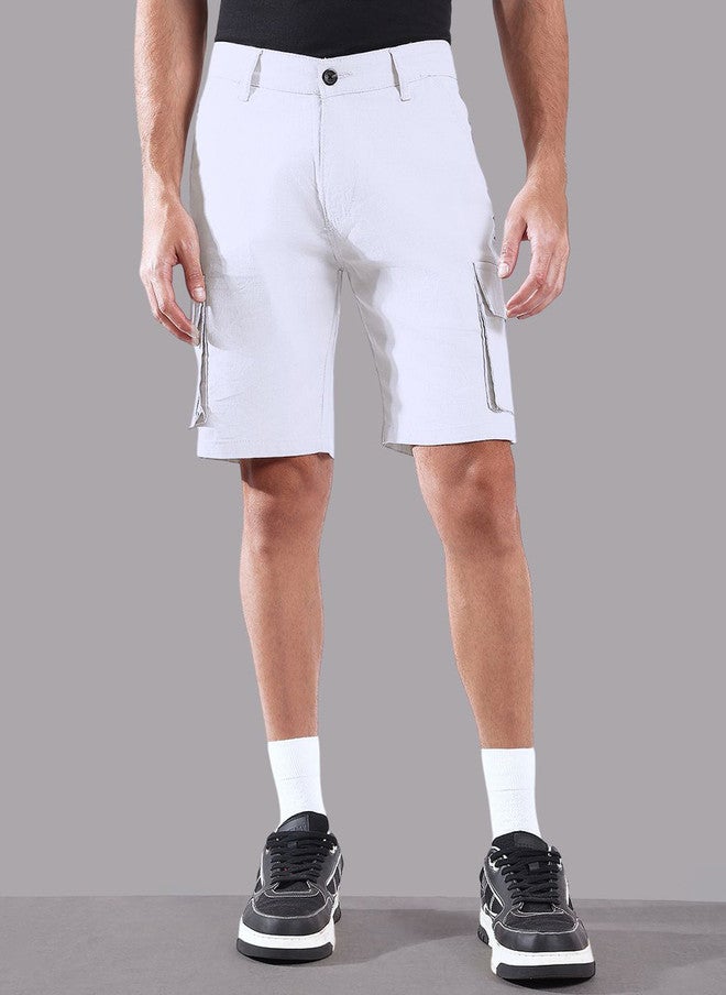 Hence Men Solid Mid-Rise Regular Fit Cargo Shorts - Image 1