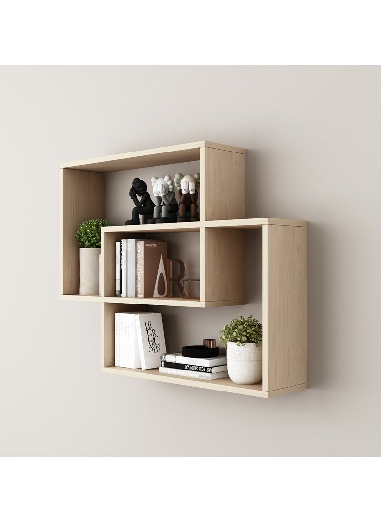 Creative Floating Shelf Wooden Plant Decor Shelf Easy to Assemble Wall Mount Book Shelves for Bedroom Living Room Office