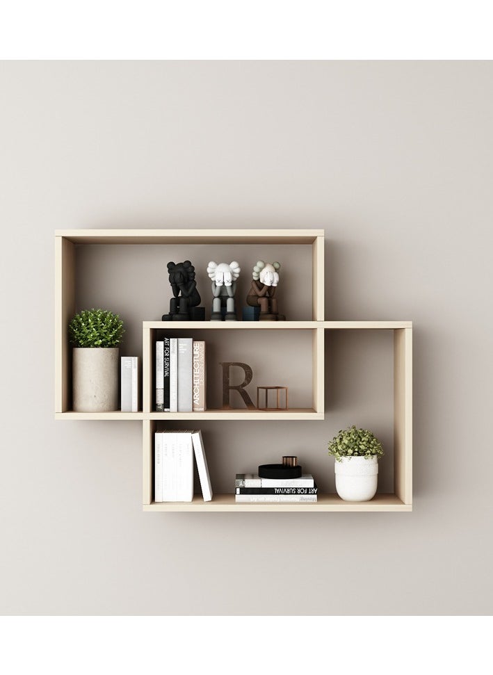Creative Floating Shelf Wooden Plant Decor Shelf Easy to Assemble Wall Mount Book Shelves for Bedroom Living Room Office