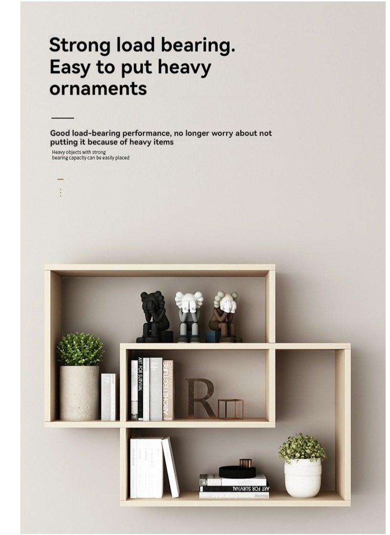 Creative Floating Shelf Wooden Plant Decor Shelf Easy to Assemble Wall Mount Book Shelves for Bedroom Living Room Office