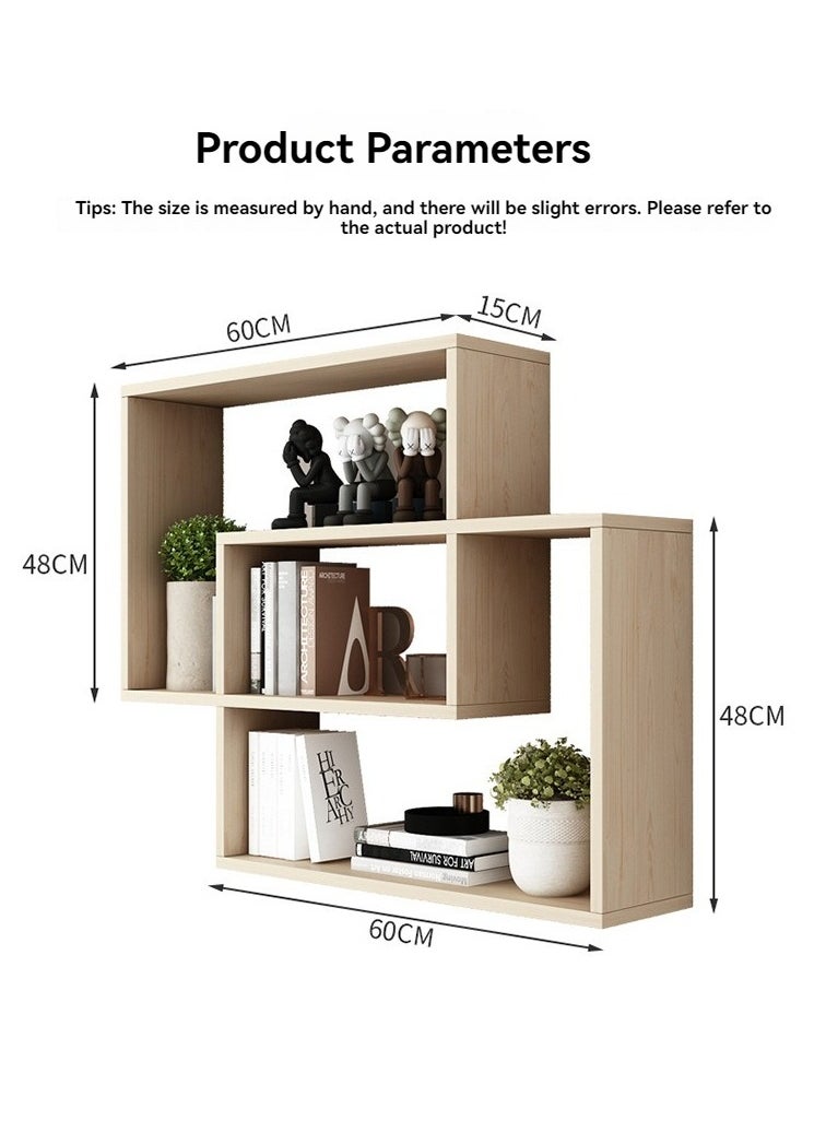Creative Floating Shelf Wooden Plant Decor Shelf Easy to Assemble Wall Mount Book Shelves for Bedroom Living Room Office