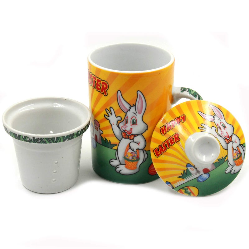 Jades : Happy Easter Ceramic Cup with Infuser & Lid (#1) - Image 3