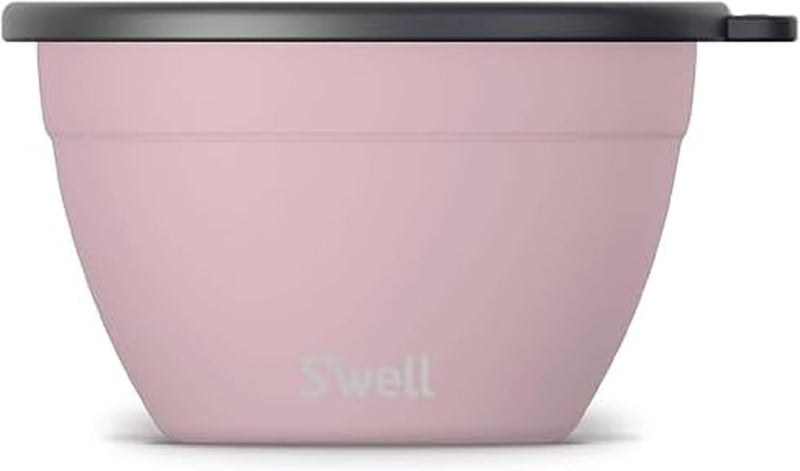 S'well Stainless Steel Salad Bowl Kit 64oz, Pink Topaz, Comes with 2oz Mini Canister and Removable Tray for Organization, Leakproof, Easy to Clean, Dishwasher Safe - Image 1