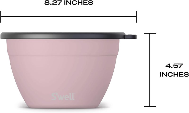 S'well Stainless Steel Salad Bowl Kit 64oz, Pink Topaz, Comes with 2oz Mini Canister and Removable Tray for Organization, Leakproof, Easy to Clean, Dishwasher Safe - Image 4