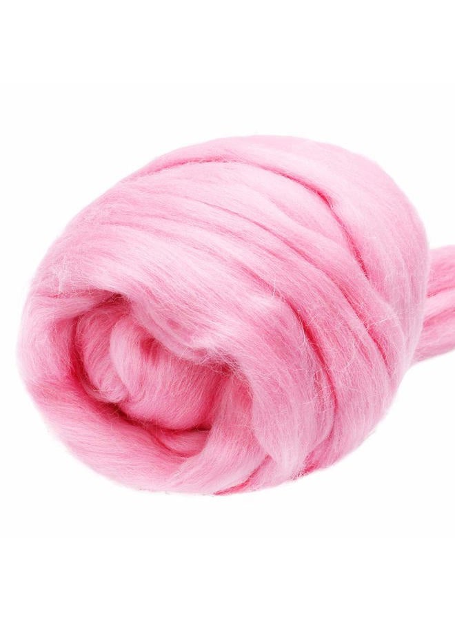 JUPEAN 3.53oz Wool Roving Yarn, Fiber Roving Wool Top, Wool Felting Supplies, Pure Wool, Chunky Yarn, Spinning Wool Roving for Needle Felting Wet Felting DIY Hand Spinning (Pink) - Image 1