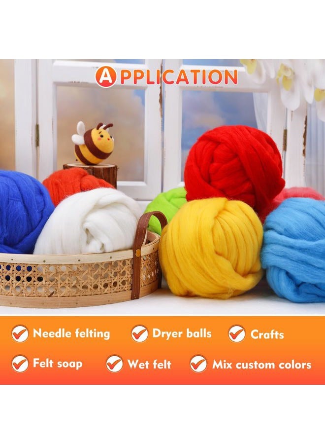 JUPEAN 3.53oz Wool Roving Yarn, Fiber Roving Wool Top, Wool Felting Supplies, Pure Wool, Chunky Yarn, Spinning Wool Roving for Needle Felting Wet Felting DIY Hand Spinning (Pink) - Image 3