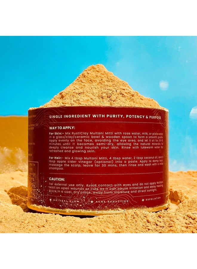 RustiClay 100% Organic Multani Mitti (200gm) | Natural Fuller's Earth Clay for Face & Hair | Deep Pore Cleansing, Tan Removal & Oil Control | Pure Indian Clay for Glowing Skin - Image 2