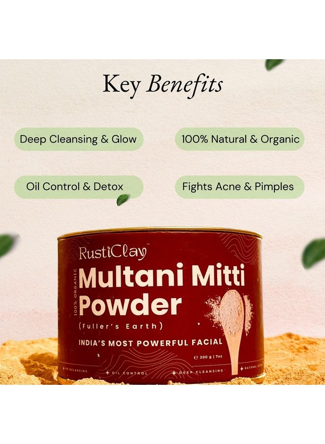 RustiClay 100% Organic Multani Mitti (200gm) | Natural Fuller's Earth Clay for Face & Hair | Deep Pore Cleansing, Tan Removal & Oil Control | Pure Indian Clay for Glowing Skin - Image 4
