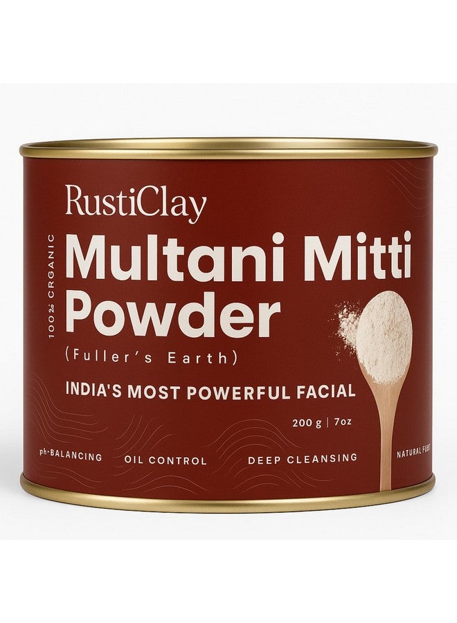 RustiClay 100% Organic Multani Mitti (200gm) | Natural Fuller's Earth Clay for Face & Hair | Deep Pore Cleansing, Tan Removal & Oil Control | Pure Indian Clay for Glowing Skin - Image 1