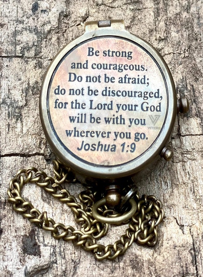 VETERIS Be Strong & Courageous Brass Compass | Engraved Religious Joshua 1:9 Quote Birthday Gift, Baptism Confirmation Gifts idea for Boy Girl Men Women (Be Strong & Courageous) - Image 3