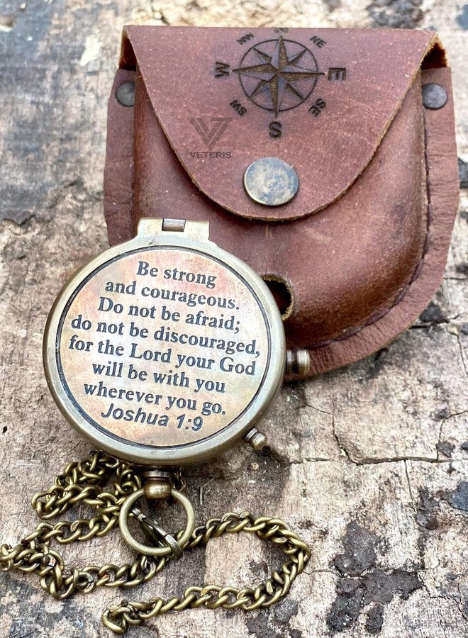 VETERIS Be Strong & Courageous Brass Compass | Engraved Religious Joshua 1:9 Quote Birthday Gift, Baptism Confirmation Gifts idea for Boy Girl Men Women (Be Strong & Courageous) - Image 5