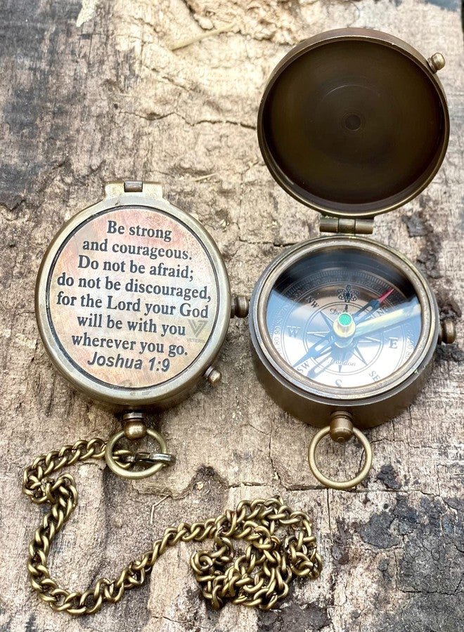 VETERIS Be Strong & Courageous Brass Compass | Engraved Religious Joshua 1:9 Quote Birthday Gift, Baptism Confirmation Gifts idea for Boy Girl Men Women (Be Strong & Courageous) - Image 4