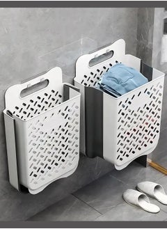 OQUERA Space-Saving Collapsible Laundry Basket with Carry Handle - Plastic Storage Box, Hangs on Wall, Convenient Handles for Easy Transport  - Image 1