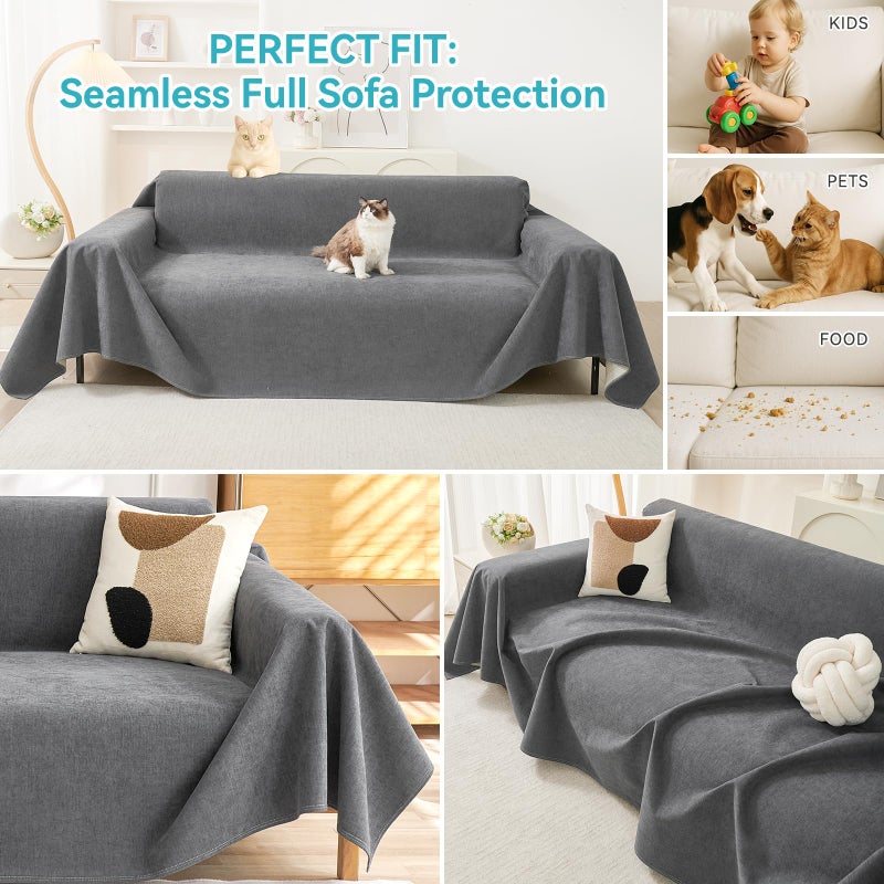 Warmstar Couch Protector from Cat Claws, Waterproof Couch Cover Anti Slip,Couch Cover 3 Cushion Sofa Washable,Anti-Scratch Pet Sofa Cover Heavy Duty,71"X118", Dark Grey - Image 5