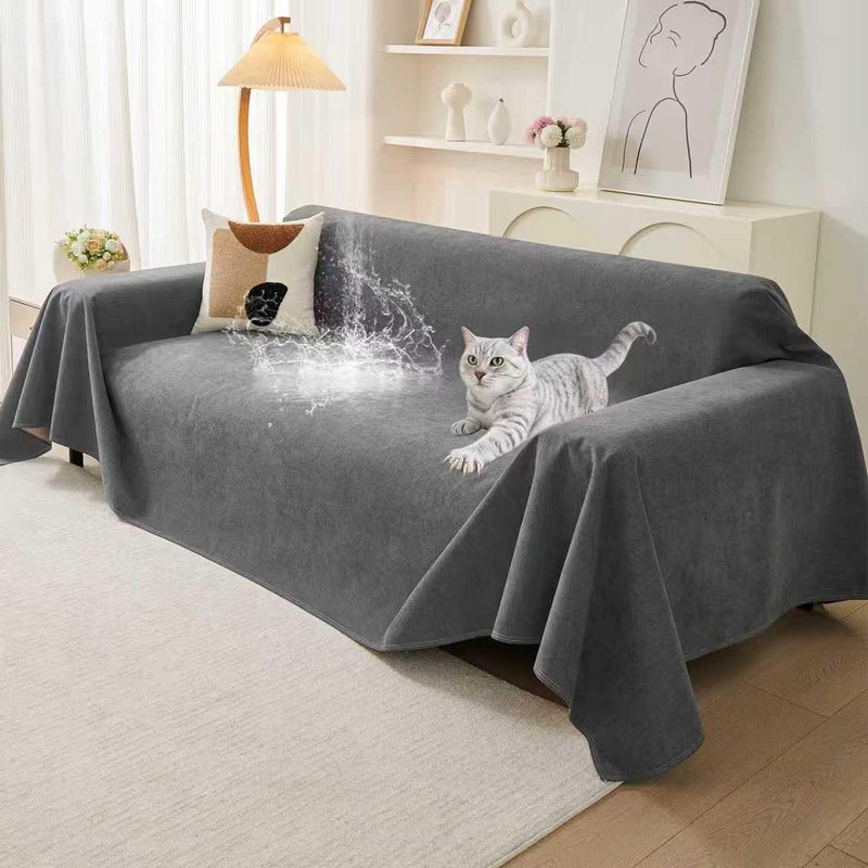 Warmstar Couch Protector from Cat Claws, Waterproof Couch Cover Anti Slip,Couch Cover 3 Cushion Sofa Washable,Anti-Scratch Pet Sofa Cover Heavy Duty,71"X118", Dark Grey - Image 1