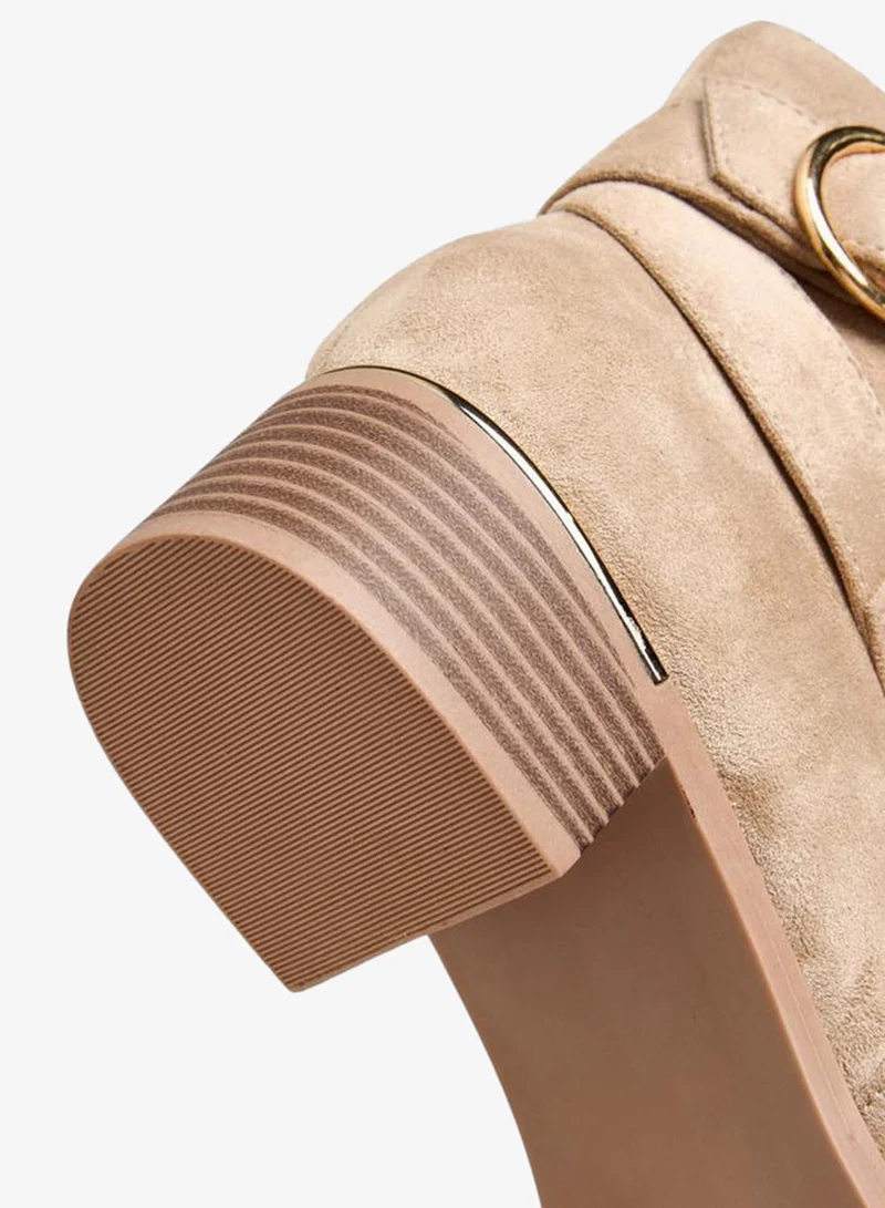 Flora Bella By Shoexpress BEIGE Solid Ankle Boots with Zip Closure for Women | Best Price UAE