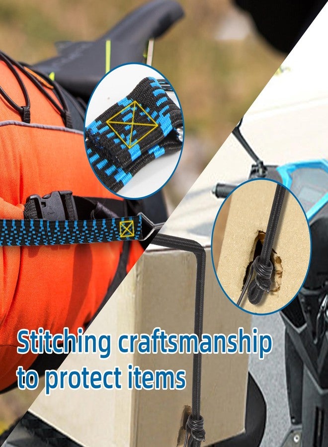 gulisot Adjustable Bungee Cords, Bungee Cords with Hooks Heavy Duty, Flat High Elastic Rubber Bungee Straps with 80 Inch for Camping, Securing Tarps, Moving Cargo, Camps, Tarps - Image 4