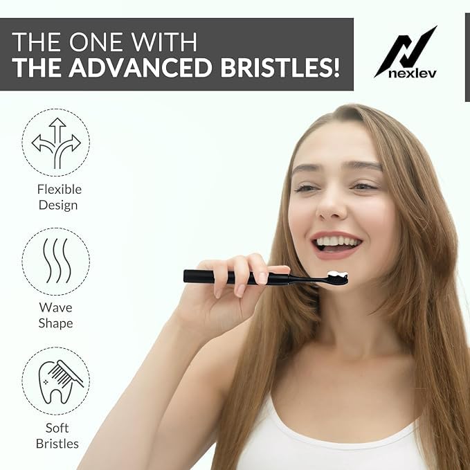 NexLev Smart Electric Toothbrush for Adults |2-Min Timer with Quadpacer |2 Replaceable Heads | AAA Battery |3 Modes (Daily, Normal & Sesitive) |Upto 60 Days | Travel Case | Soft Bristles |ET-01 Black - Image 3