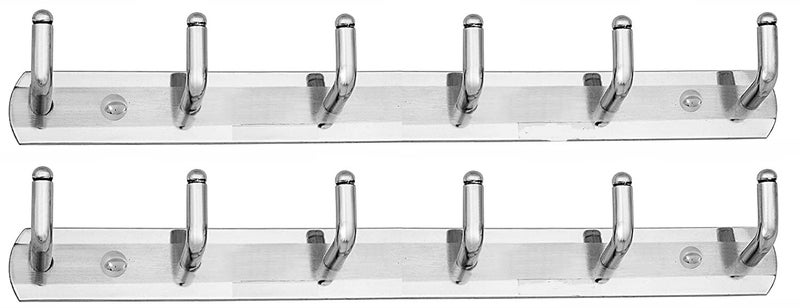 Bath Accessories Bath Accessories Paul Stainless Steel L Type Wall Hook 6 Legs Silver Pack of 2  - Image 1