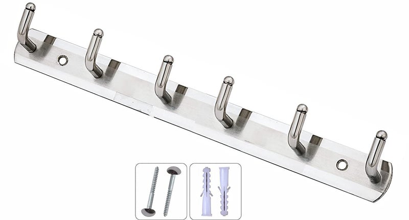 Bath Accessories Bath Accessories Paul Stainless Steel L Type Wall Hook 6 Legs Silver Pack of 2  - Image 2