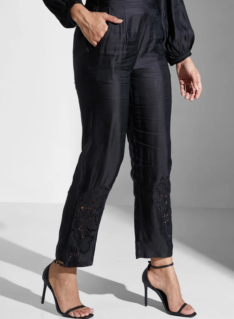 Threadz by Ajooni Schiffli Embroidered Top And Pants Set