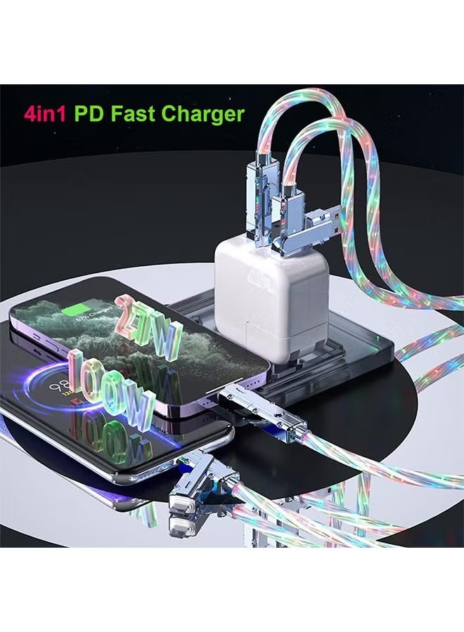 4 in 1 USB Charging Cable,100W Fast Charging Cord Light Up USB-C Cable Multicolored RGB Starlights USB C,LED USB A to USB C Cable for Phone16 15 14 13 12,Samsung S24 S23 S22 - Image 3