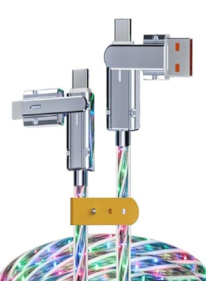 4 in 1 USB Charging Cable,100W Fast Charging Cord Light Up USB-C Cable Multicolored RGB Starlights USB C,LED USB A to USB C Cable for Phone16 15 14 13 12,Samsung S24 S23 S22 - Image 1