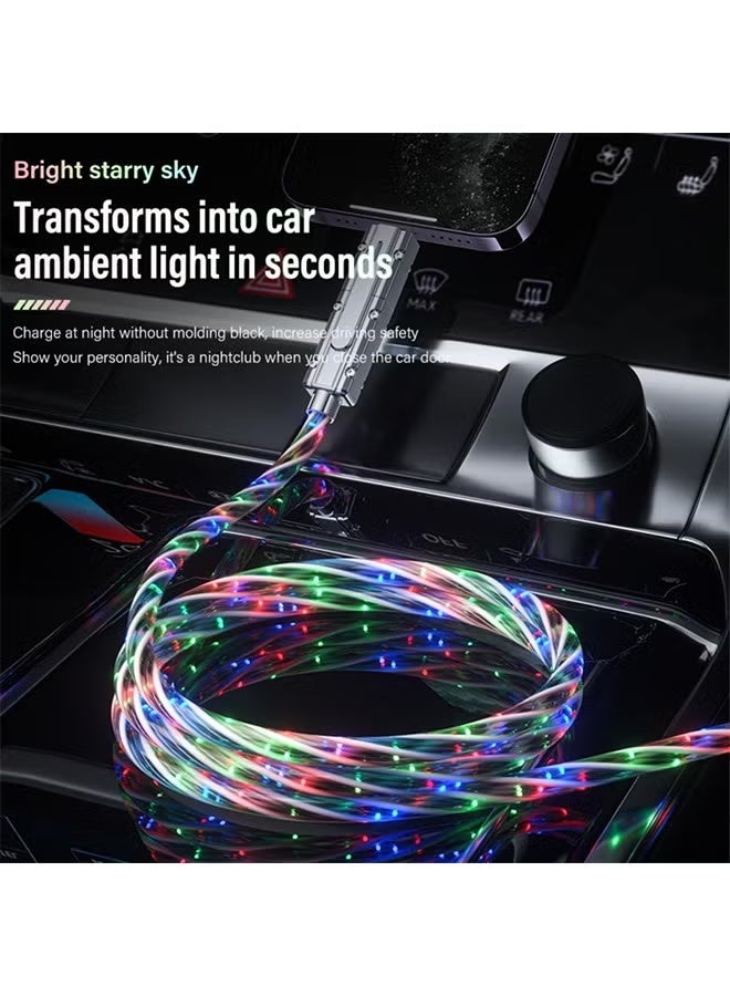 4 in 1 USB Charging Cable,100W Fast Charging Cord Light Up USB-C Cable Multicolored RGB Starlights USB C,LED USB A to USB C Cable for Phone16 15 14 13 12,Samsung S24 S23 S22 - Image 4