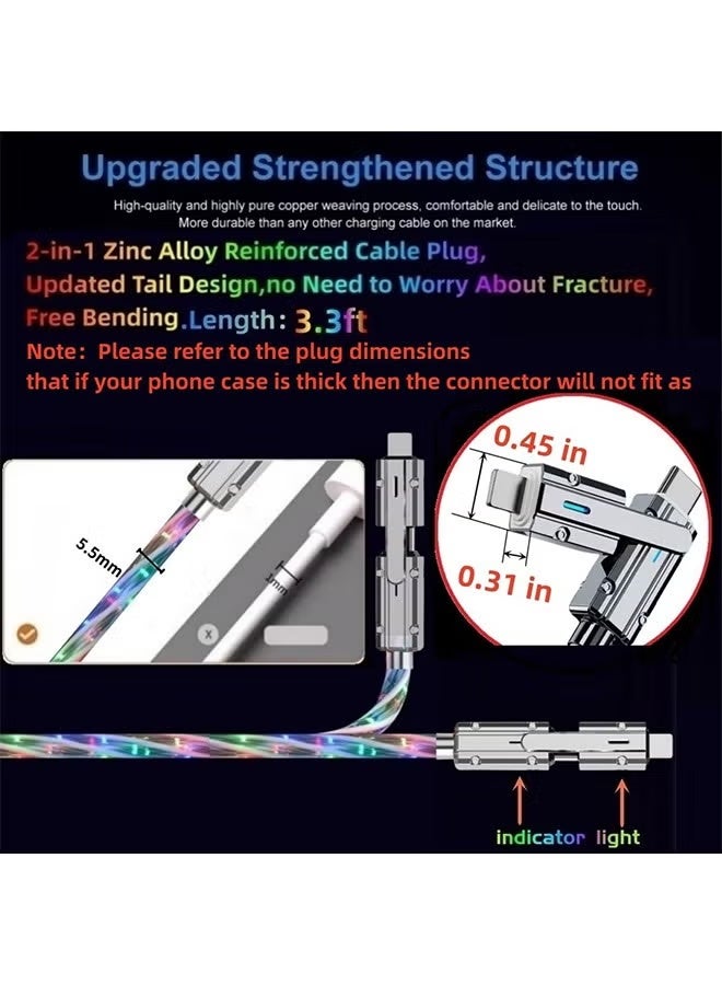 4 in 1 USB Charging Cable,100W Fast Charging Cord Light Up USB-C Cable Multicolored RGB Starlights USB C,LED USB A to USB C Cable for Phone16 15 14 13 12,Samsung S24 S23 S22 - Image 5