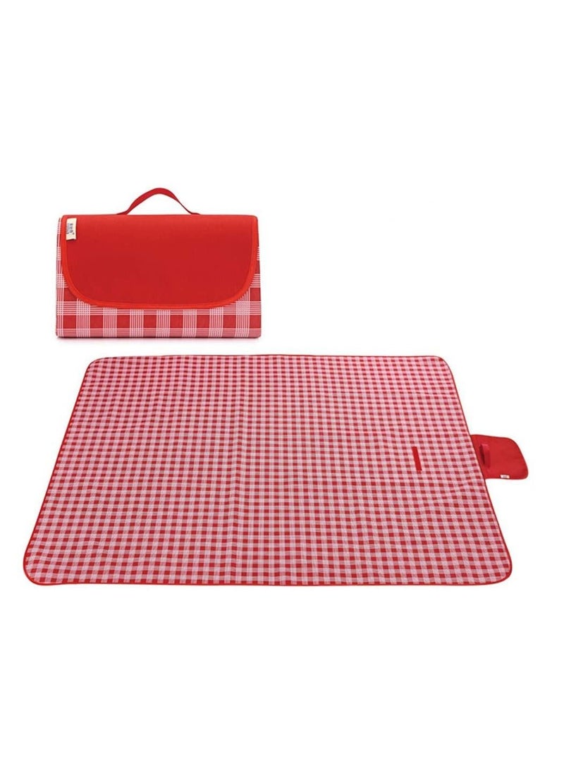 BLOOMING TIME - Outdoor Picnic Blanket Extra Large Sand Proof and Waterproof Portable Beach Mat for Camping Hiking Festivals Red - Image 1
