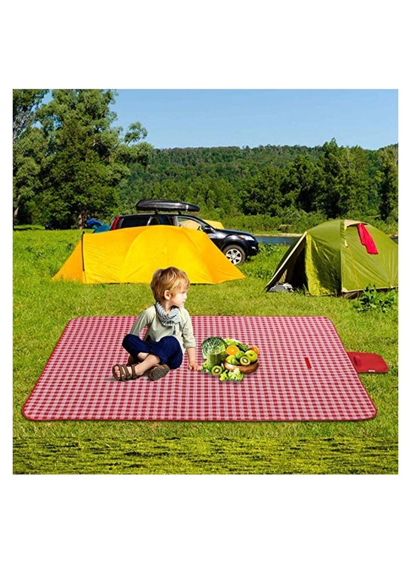 BLOOMING TIME - Outdoor Picnic Blanket Extra Large Sand Proof and Waterproof Portable Beach Mat for Camping Hiking Festivals Red - Image 1