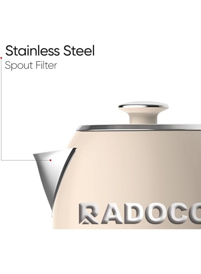 Radoco Retro Style Electric Kettle, 2200 W, 1.7L Capacity, Stainless Steel Body RD-LK1309 - Image 3