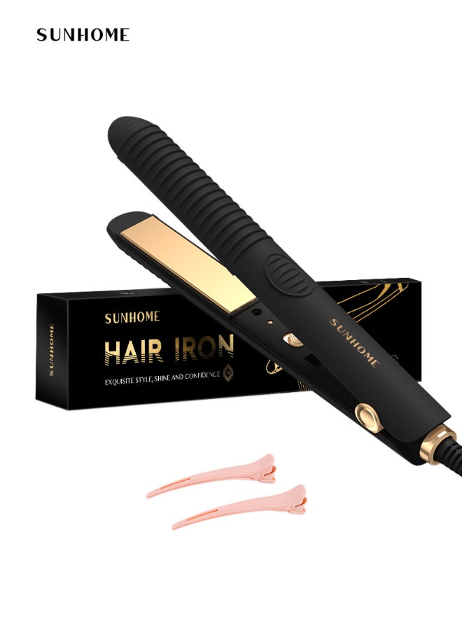 Sunhome Professional Mini Hair Straightener Small Flat Irons For Short Hair Curls Bangs Travel Flat Iron Black - Image 1