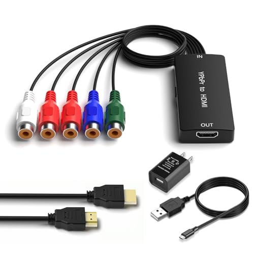 Dingsun Component to HDMI Converter, YPbPr/RGB+R/L to HDMI Converter Adapter, Support 720P/ 1080P for DVD, VSH, Blu-Ray Player, Wii, PS2/PS3, Xbox 360, Gamecube and More (Female) - Image 1