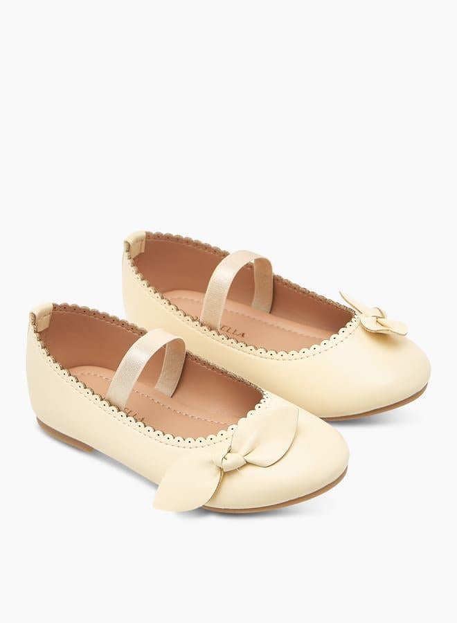 Flora Bella By Shoexpress Girl's Textured Ballerina Shoes With Elastic And Bow Detail - Image 2