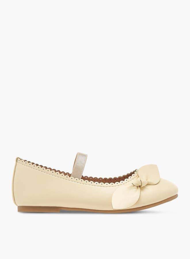 Flora Bella By Shoexpress Girl's Textured Ballerina Shoes With Elastic And Bow Detail - Image 3