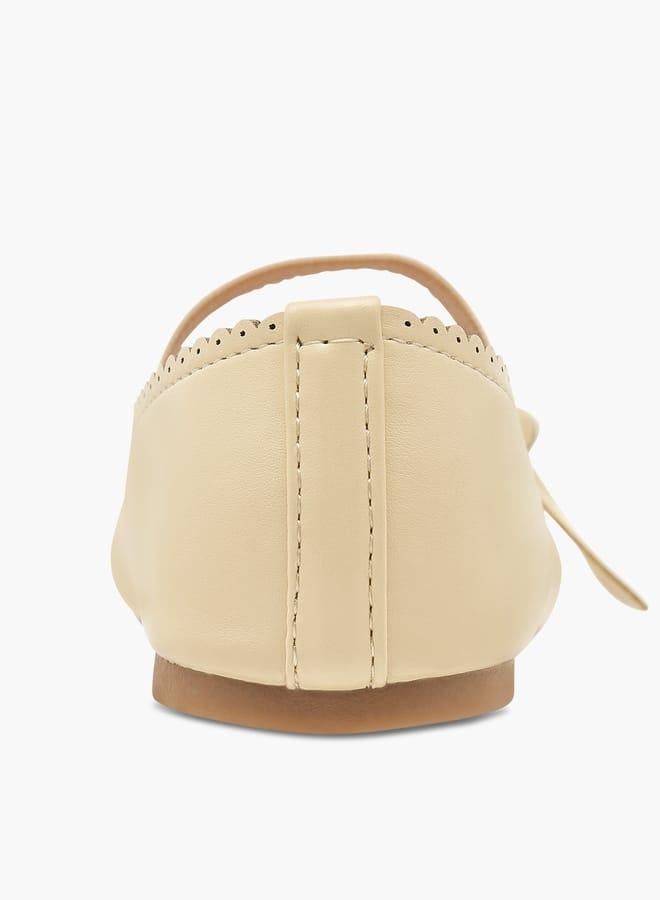 Flora Bella By Shoexpress Girl's Textured Ballerina Shoes With Elastic And Bow Detail - Image 5